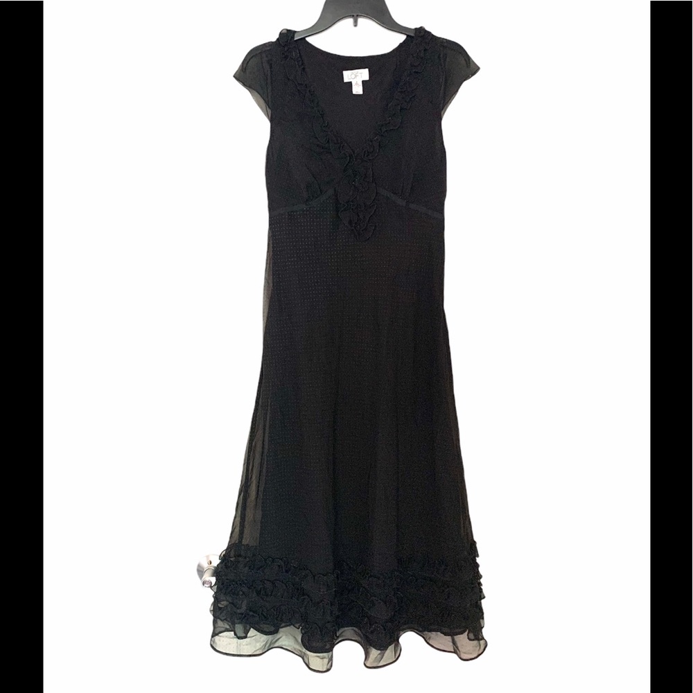 LOFT Ann Taylor Black Gothic Victorian MIDI Dress